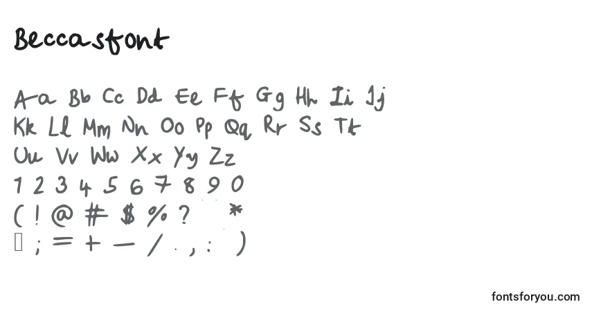 Schriftart Beccasfont – Alphabet, Zahlen, spezielle Symbole