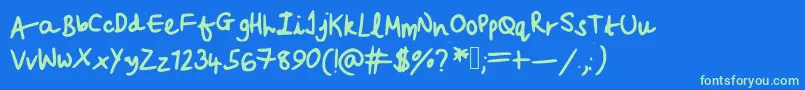 Beccasfont Font – Green Fonts on Blue Background