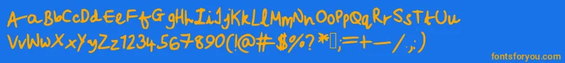 Beccasfont Font – Orange Fonts on Blue Background