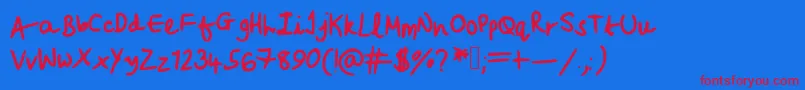 Beccasfont Font – Red Fonts on Blue Background