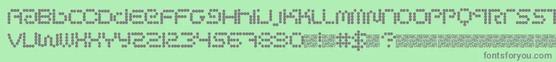 フォントCirclepixels – 緑の背景に灰色の文字