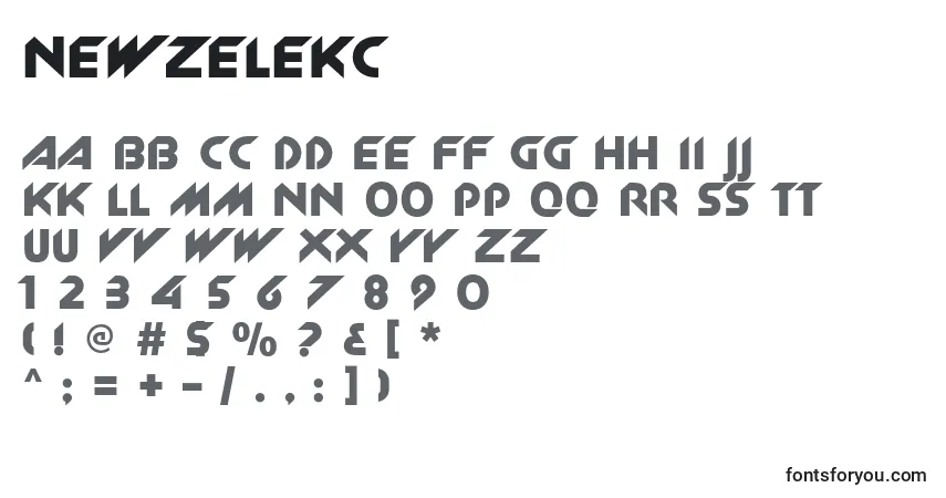 A fonte Newzelekc – alfabeto, números, caracteres especiais