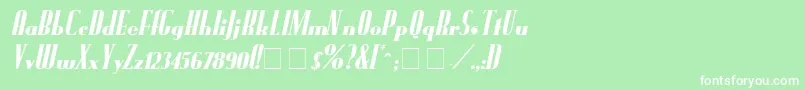 FundrunkItalic-fontti – valkoiset fontit vihreällä taustalla