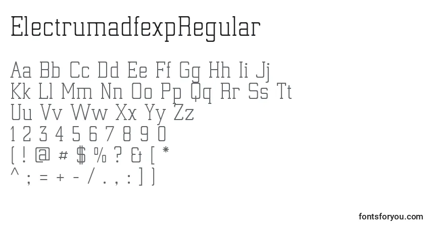 ElectrumadfexpRegular-fontti – aakkoset, numerot, erikoismerkit