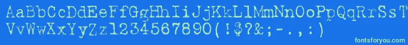 フォント9fukolym – 青い背景に緑のフォント
