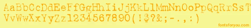 フォント9fukolym – オレンジの文字が黄色の背景にあります。