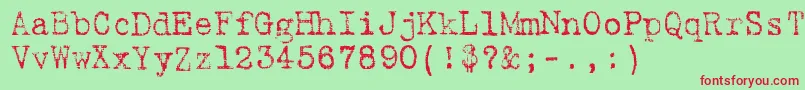 フォント9fukolym – 赤い文字の緑の背景