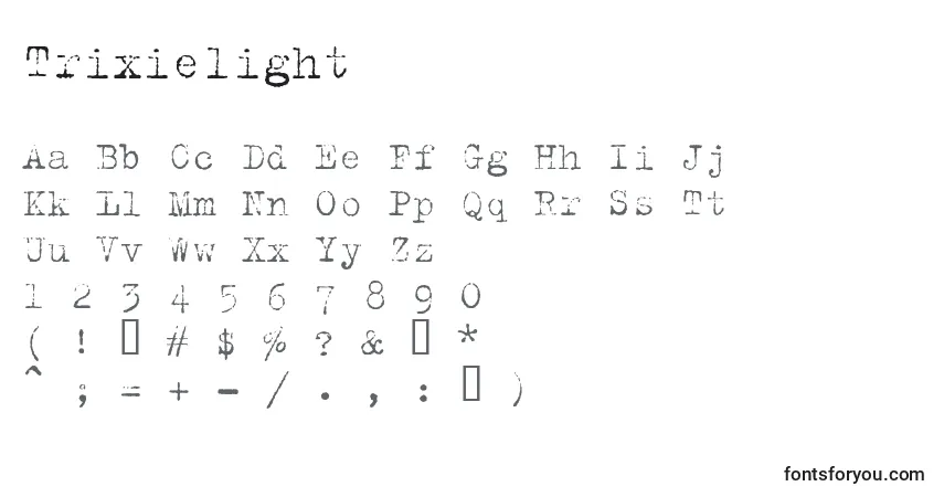 Trixielight Font – alphabet, numbers, special characters