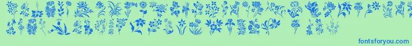 Police HffFloralStencil – polices bleues sur fond vert