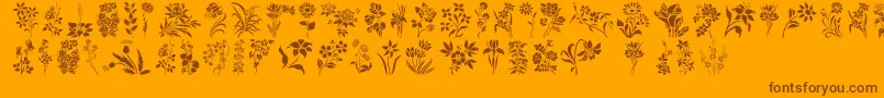 フォントHffFloralStencil – オレンジの背景に茶色のフォント