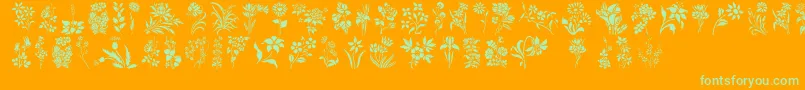 Police HffFloralStencil – polices vertes sur fond orange