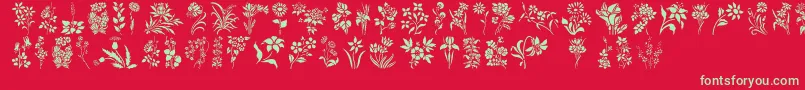Шрифт HffFloralStencil – зелёные шрифты на красном фоне