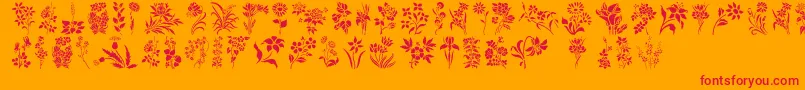 HffFloralStencil-Schriftart – Rote Schriften auf orangefarbenem Hintergrund