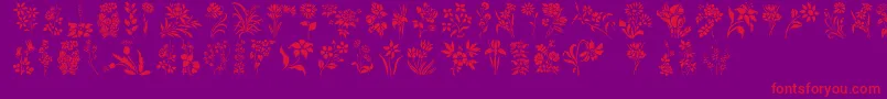 HffFloralStencil-Schriftart – Rote Schriften auf violettem Hintergrund