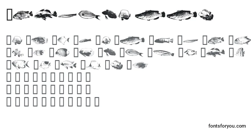 A fonte Fishpoa ffy – alfabeto, números, caracteres especiais