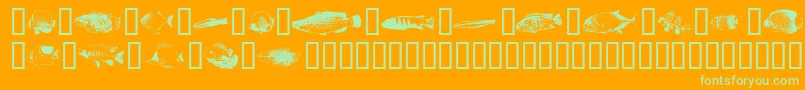 Fishpoa ffy-Schriftart – Grüne Schriften auf orangefarbenem Hintergrund