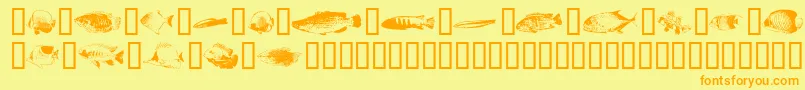 Saiba mais sobre a fonte Fishpoa ffy Fonte Fishpoa ffy – fontes laranjas em um fundo amarelo