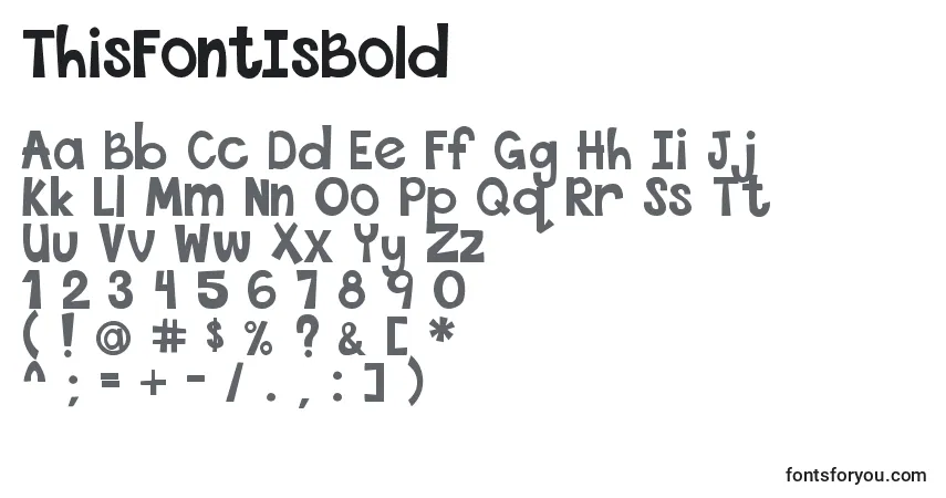A fonte ThisFontIsBold – alfabeto, números, caracteres especiais