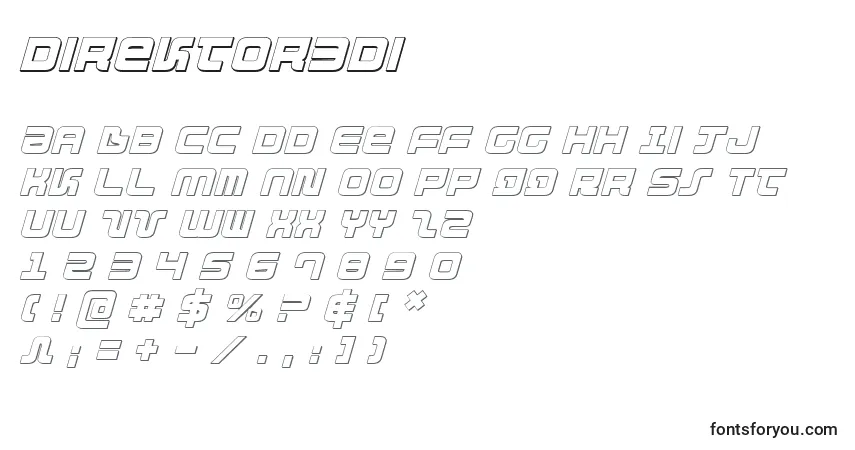 Czcionka Direktor3Di – alfabet, cyfry, specjalne znaki