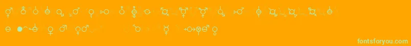 GenderDorama-fontti – vihreät fontit oranssilla taustalla