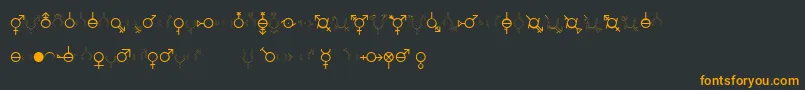 GenderDorama-fontti – oranssit fontit mustalla taustalla