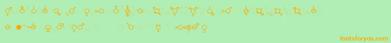 Czcionka GenderDorama – pomarańczowe czcionki na zielonym tle