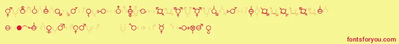 フォントGenderDorama – 赤い文字の黄色い背景