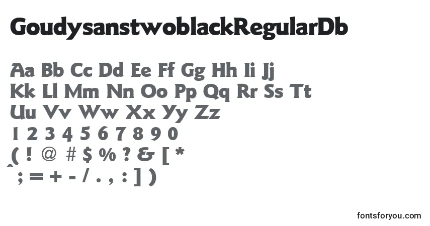 A fonte GoudysanstwoblackRegularDb – alfabeto, números, caracteres especiais