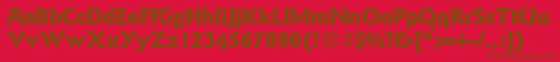 Fonte GoudysanstwoblackRegularDb – fontes marrons em um fundo vermelho