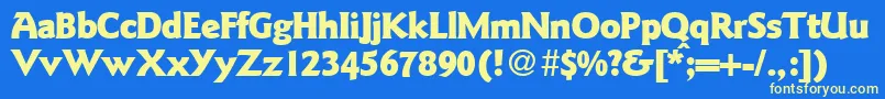 Fonte GoudysanstwoblackRegularDb – fontes amarelas em um fundo azul