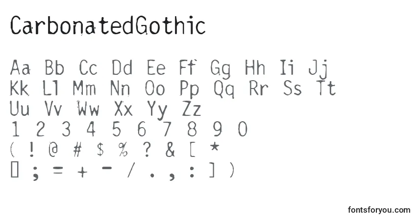 CarbonatedGothic-fontti – aakkoset, numerot, erikoismerkit
