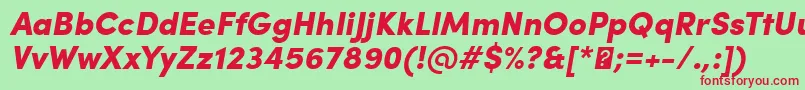 SofiaProBlackItalic-fontti – punaiset fontit vihreällä taustalla