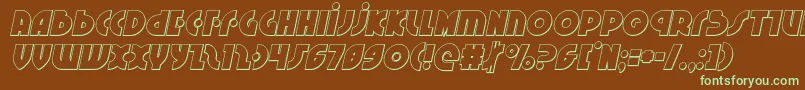 フォントNeuralnomiconoutital – 緑色の文字が茶色の背景にあります。