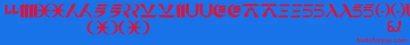 NabooFuthork-Schriftart – Rote Schriften auf blauem Hintergrund