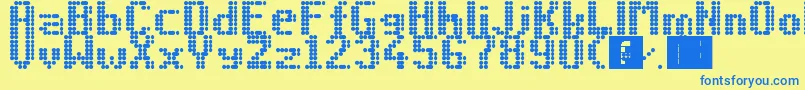 フォントLed8x6 – 青い文字が黄色の背景にあります。