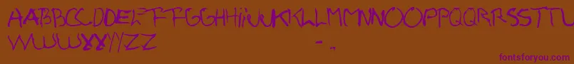 Czcionka Pio – fioletowe czcionki na brązowym tle