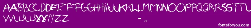 Pio-Schriftart – Weiße Schriften auf violettem Hintergrund