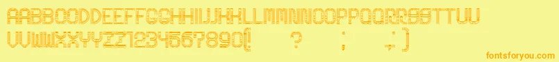 Linerine-Schriftart – Orangefarbene Schriften auf gelbem Hintergrund