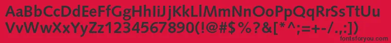 SyntaxltstdBold-Schriftart – Schwarze Schriften auf rotem Hintergrund