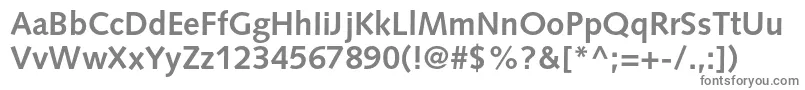 SyntaxltstdBold-fontti – harmaat kirjasimet valkoisella taustalla