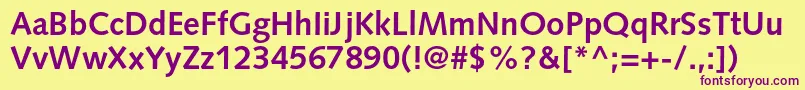 SyntaxltstdBold-Schriftart – Violette Schriften auf gelbem Hintergrund
