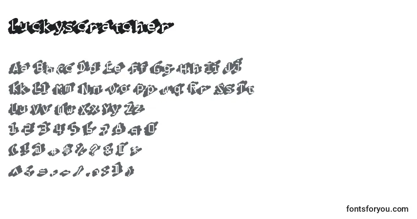 Czcionka Luckyscratcher – alfabet, cyfry, specjalne znaki