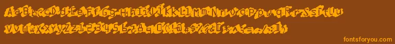 Luckyscratcher-fontti – oranssit fontit ruskealla taustalla
