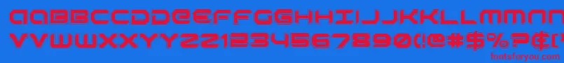 RobotaurAcademy-Schriftart – Rote Schriften auf blauem Hintergrund