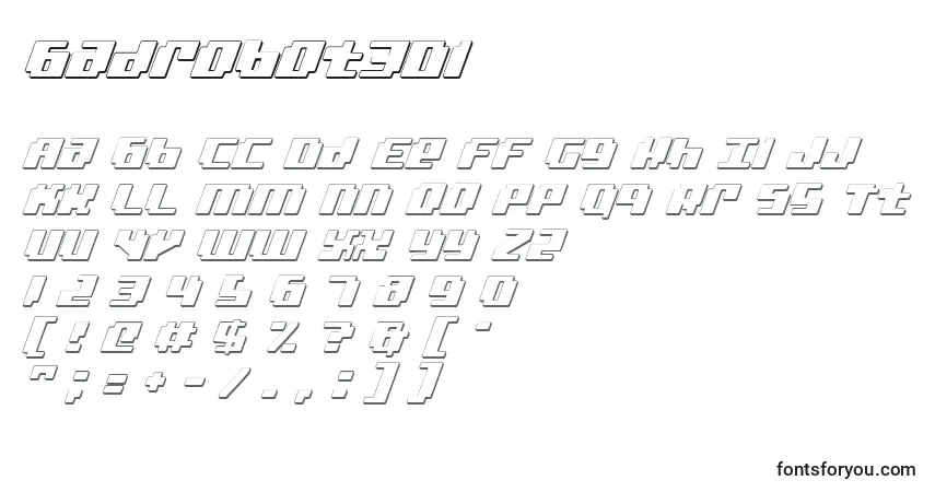 Czcionka Badrobot3Di – alfabet, cyfry, specjalne znaki