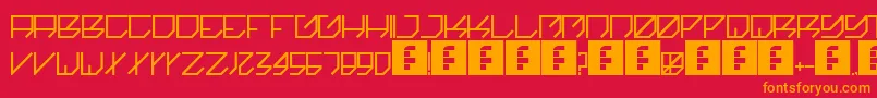 フォントKikakee – 赤い背景にオレンジの文字