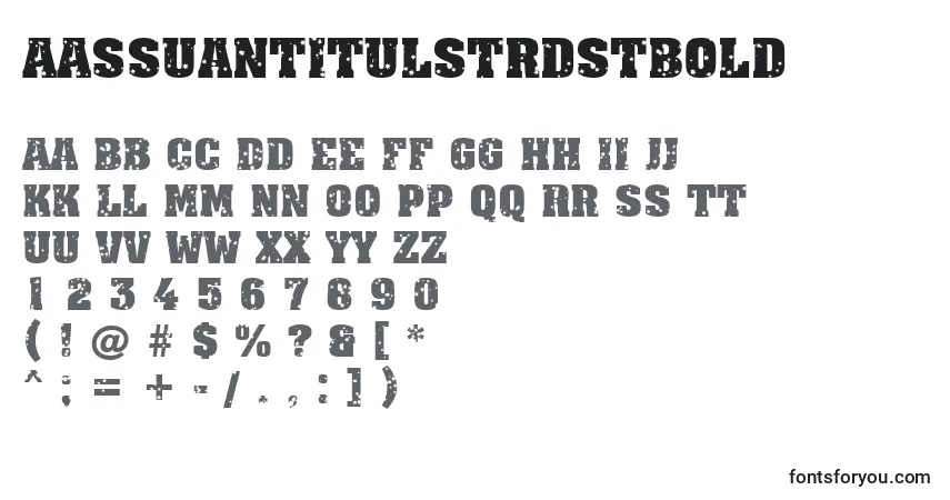 Czcionka AAssuantitulstrdstBold – alfabet, cyfry, specjalne znaki