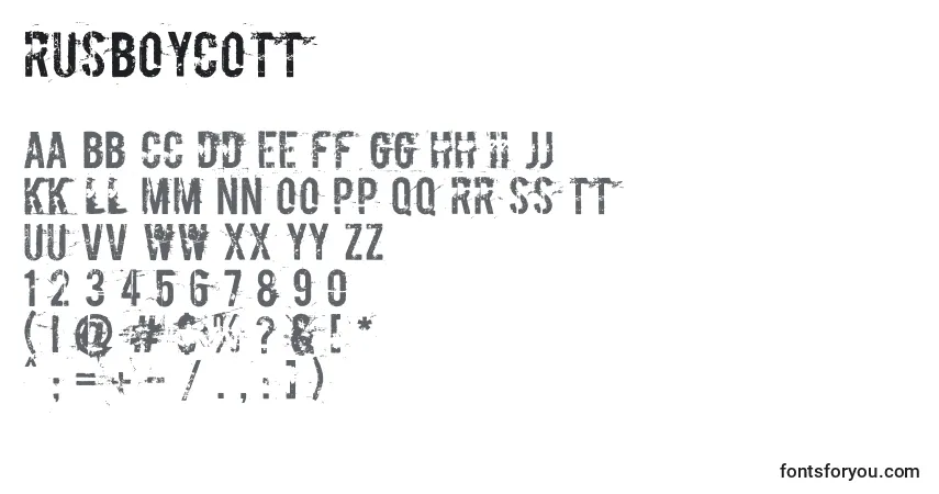 Rusboycott-fontti – aakkoset, numerot, erikoismerkit