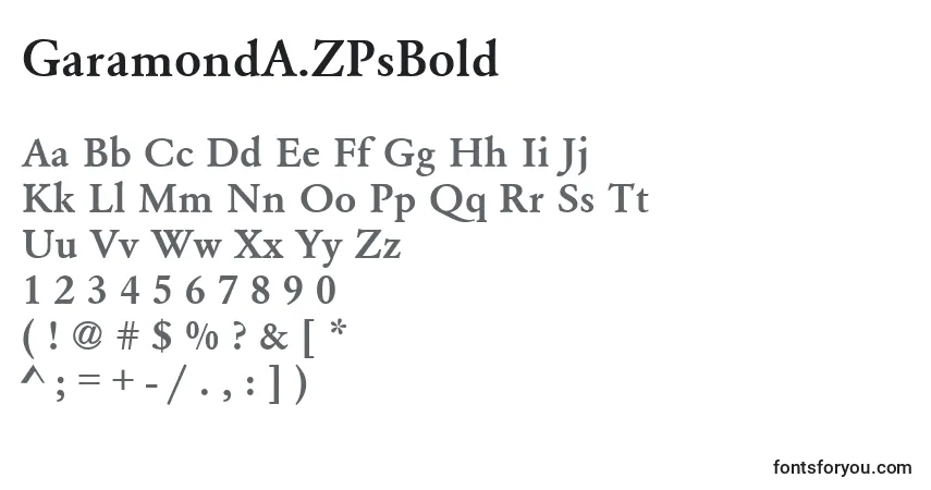 Шрифт GaramondA.ZPsBold – алфавит, цифры, специальные символы
