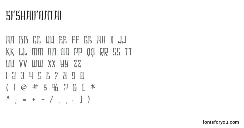 A fonte SfShaiFontai – alfabeto, números, caracteres especiais